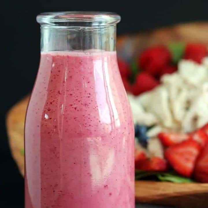 Triple Berry Lime Vinaigrette Dressing - fresh strawberries, raspberries & blueberries combine with a touch of lime in this sweet yet tart vinaigrette dressing. Perfect summer dressing!