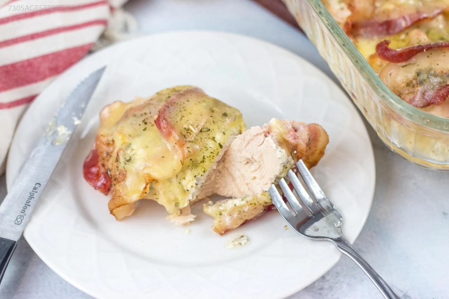 Chicken Bacon Ranch Casserole Garnished with Parsley